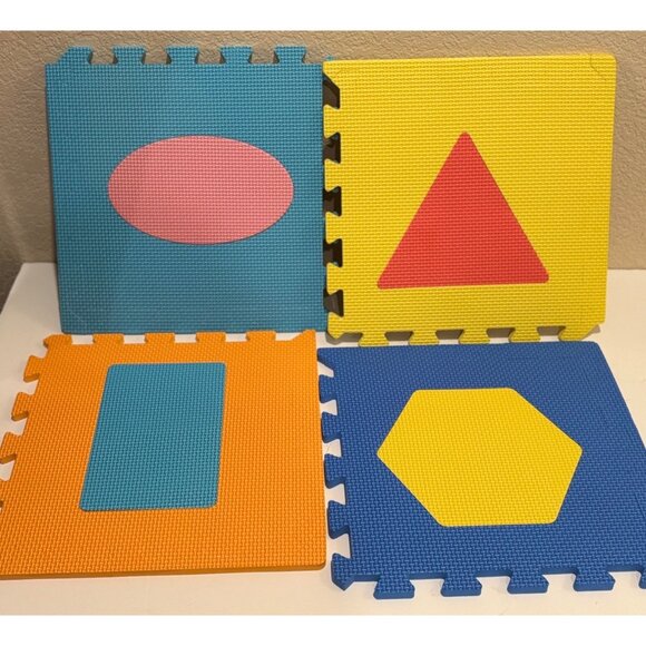 Foam Interlocking Play Mat With Geometric Shapes & Bright Colors For Kids - Picture 6 of 8